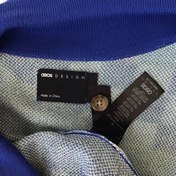 ASOS DESIGN MEN BLUE CHECKEREDBOARD KNITTED OVERSIZED BUTTON SHIRT SIZE M - Picture 7 of 8